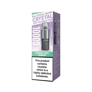 Bloody Bar Crystal 10K Refill Pod in Blueberry Cherry Cranberry flavour for Bloody Bar Crystal 10K Pod Kit with 10,000 puffs and 20mg strength