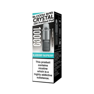 Bloody Bar Crystal 10K Refill Pod in Blueberry Raspberry flavour for Bloody Bar Crystal 10K Pod Kit with 10,000 puffs and 20mg strength