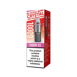 Bloody Bar Crystal 10K Refill Pod in Cherry Ice flavour for Bloody Bar Crystal 10K Pod Kit with 10,000 puffs and 20mg strength