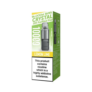 Bloody Bar Crystal 10K Refill Pod in Lemon Lime flavour for Bloody Bar Crystal 10K Pod Kit with 10,000 puffs and 20mg strength