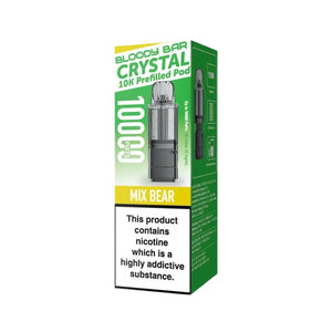 Bloody Bar Crystal 10K Refill Pod in Mix Bear flavour for Bloody Bar Crystal 10K Pod Kit with 10,000 puffs and 20mg strength