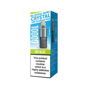 Bloody Bar Crystal 10K Refill Pod in Mr Blue flavour for Bloody Bar Crystal 10K Pod Kit with 10,000 puffs and 20mg strength