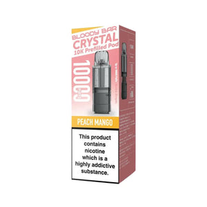 Bloody Bar Crystal 10K Refill Pod in Peach Mango flavour for Bloody Bar Crystal 10K Pod Kit with 10,000 puffs and 20mg strength