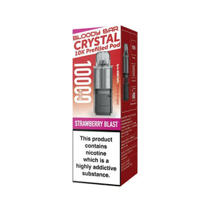 Bloody Bar Crystal 10K Refill Pod in Strawberry Blast flavour for Bloody Bar Crystal 10K Pod Kit with 10,000 puffs and 20mg strength