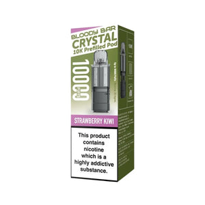 Bloody Bar Crystal 10K Refill Pod in Strawberry Kiwi flavour for Bloody Bar Crystal 10K Pod Kit with 10,000 puffs and 20mg strength