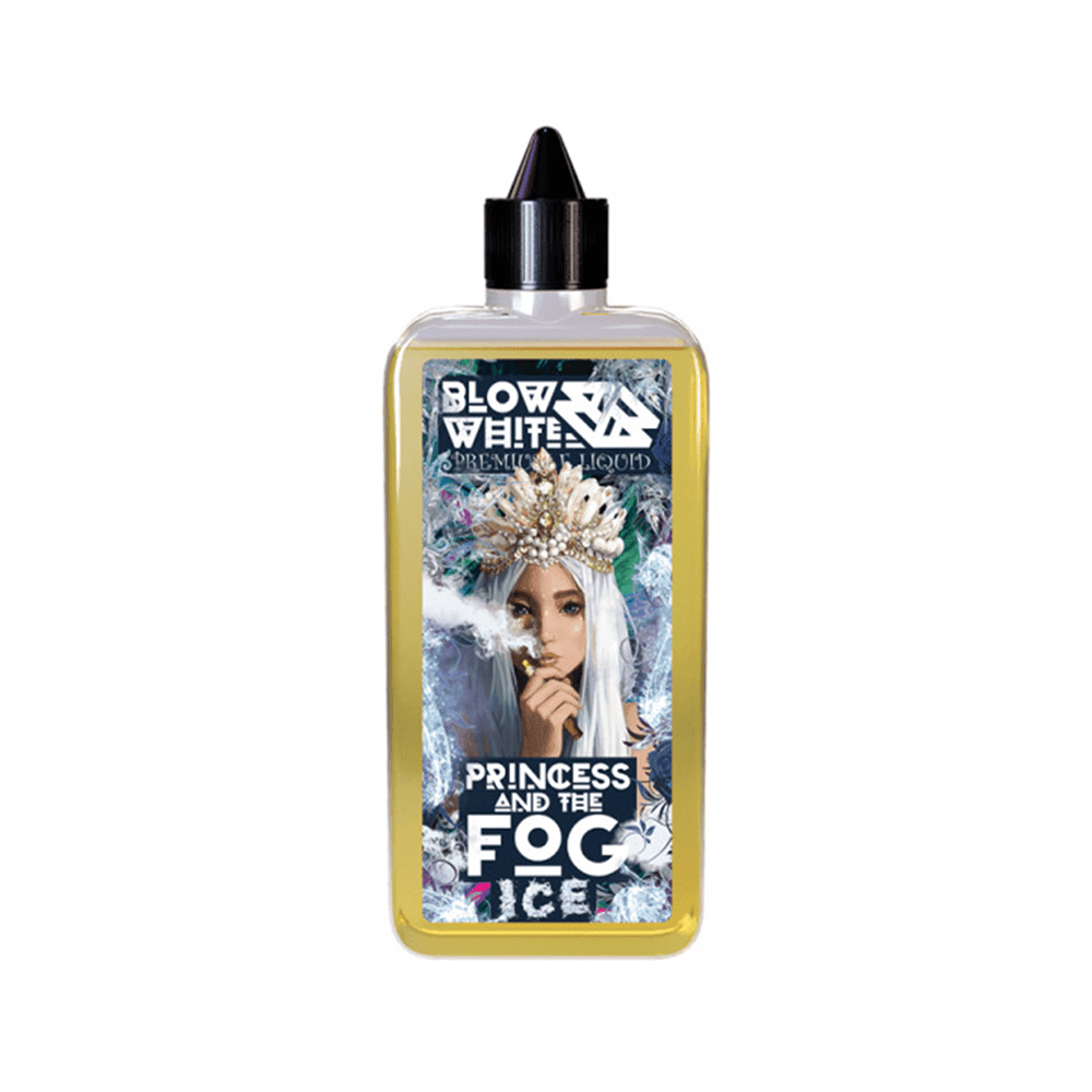 Blow White premium e-liquid bottle, "Princess and the Fog Ice" design on label.