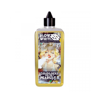 E-liquid bottle with "Goldilocks and the Pears Ice" design and black cap.