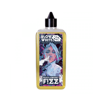 Vape juice bottle with vibrant, colourful label featuring an illustrated character.