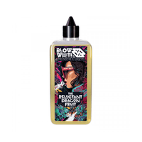 Blow White e-liquid bottle featuring "The Reluctant Dragon Fruit" label design.