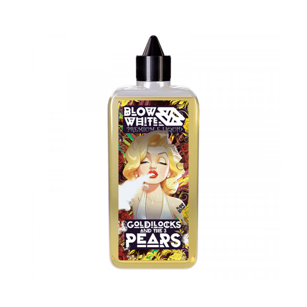 E-liquid bottle with vintage-style label, featuring a woman blowing smoke.