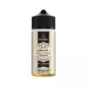 Bombo Custard Supra Reserve Platinum Tobacco e-liquid 100ml bottle on a white background