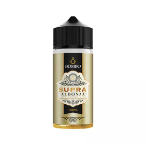 Bombo Supra Aldonza Reserve Platinum Tobacco e-liquid 100ml bottle on a white background