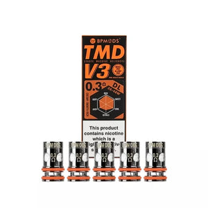 BP Mods TMD V3 vape coils in 0.3ohm with packaging on a white background