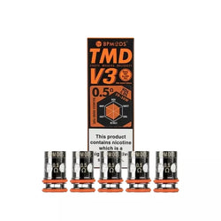 BP Mods TMD V3 vape coils in 0.3ohm with packaging on a white background