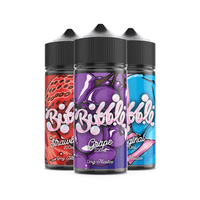 Three Bubble vape juice bottles: Strawberry, Grape, and Original flavours.