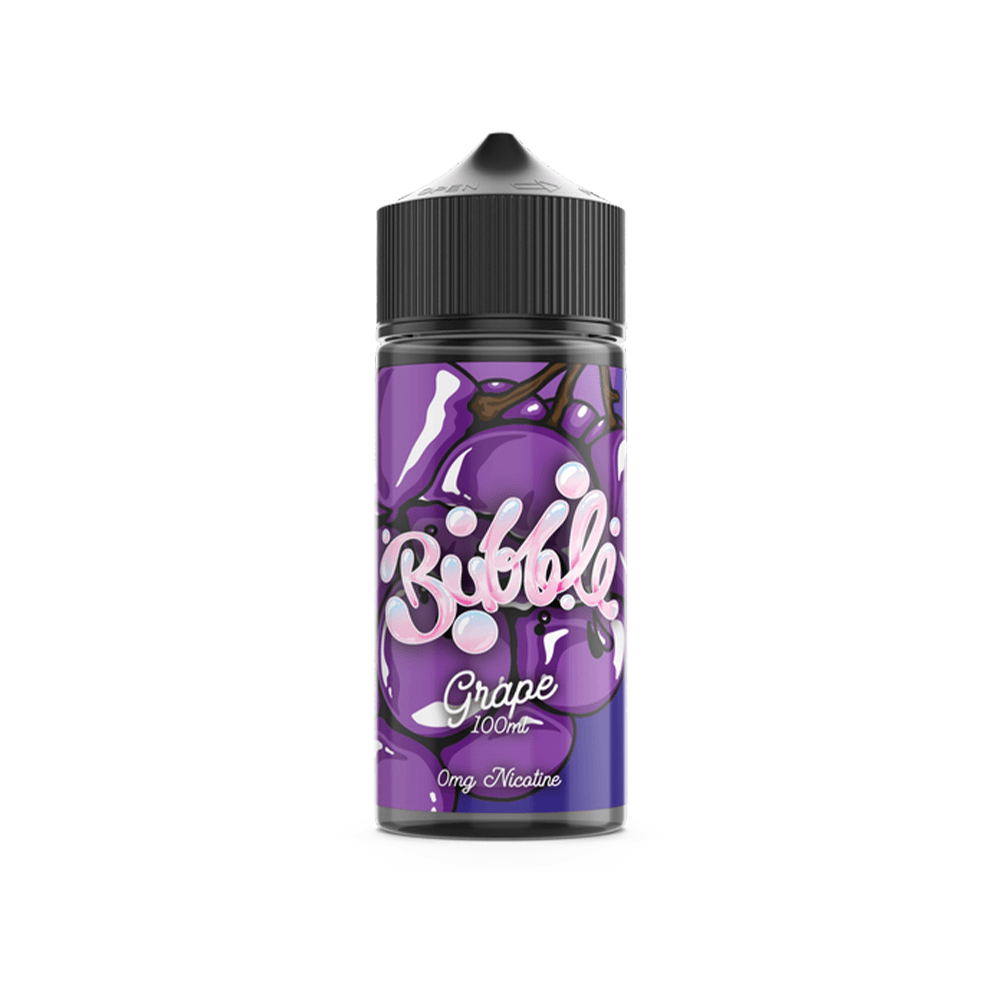 Bubble Grape e-liquid bottle, 100ml shortfill by Vape Distillery, with purple grape design.