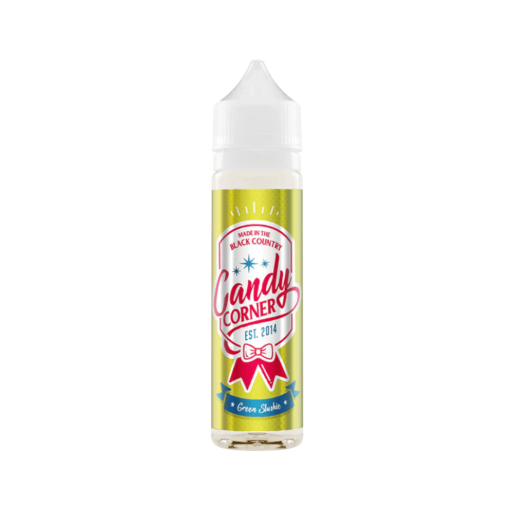 Candy Corner vape juice bottle with colourful label, 50ml shortfill.