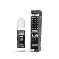 Charlie's Chalk Dust King Bellman vape juice bottle and box with black and white design.