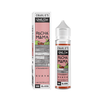 Charlie's Chalk Dust Pacha Mama e-liquid bottle and box, Strawberry Guava Jackfruit flavour.