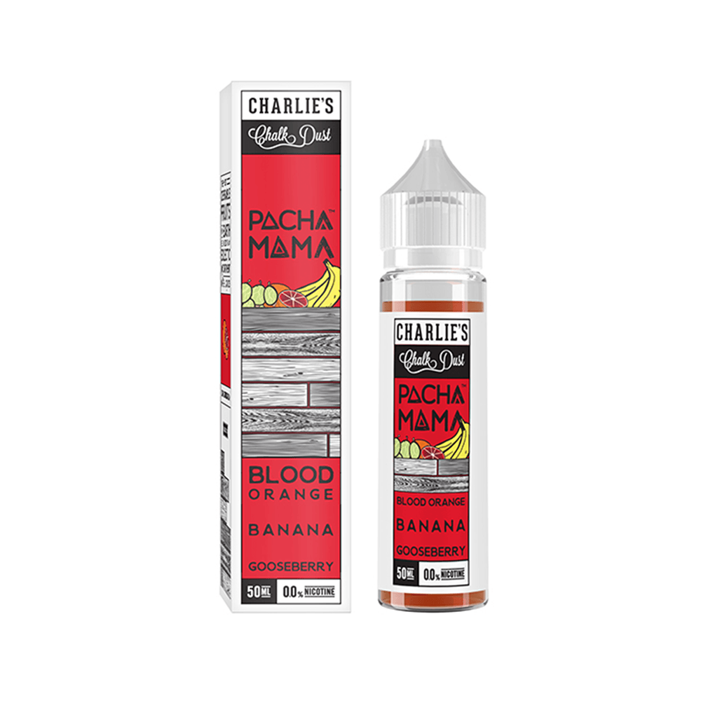 Pacha Mama e-liquid by Charlie's Chalk Dust, featuring blood orange, banana, and gooseberry flavours.