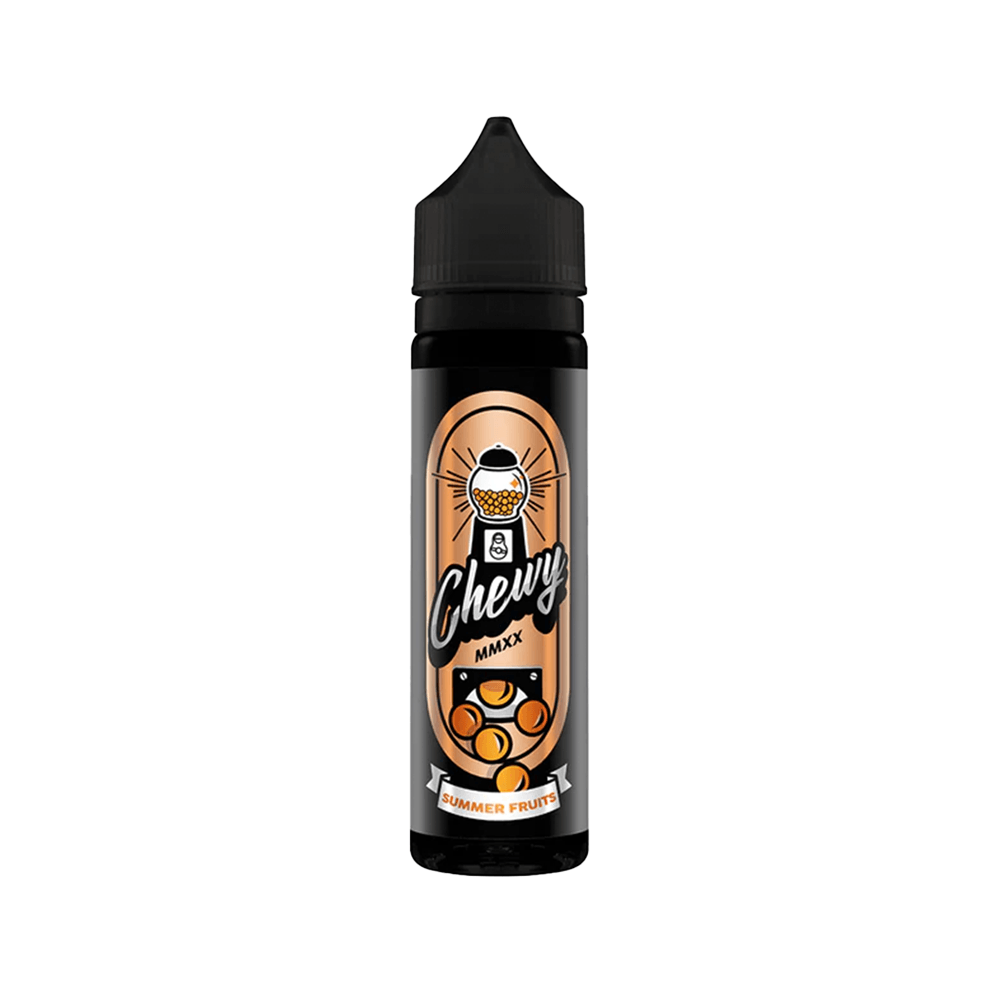 Chewy Maxx Summer Fruits 50ml shortfill vape juice bottle with black cap.