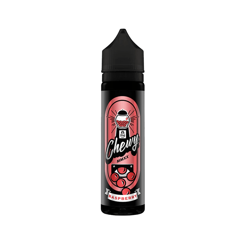 Chewy Maxx Raspberry e-liquid bottle with a raspberry design on the label.