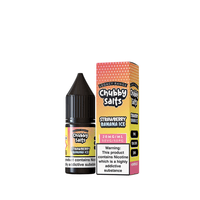 Chubby Salts Strawberry Banana Ice 10ml e-liquid bottle and box, 20mg nicotine strength.