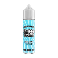 A Chubby Longfills e-liquid bottle from the Legacy Range, featuring Iced Blue Slush flavour, with  20ml capacity.