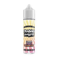 A Chubby Longfills e-liquid bottle from the Legacy Range, featuring Lemon Peach Passionfruit flavour, with  20ml capacity.