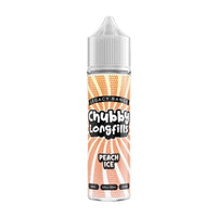 A Chubby Longfills e-liquid bottle from the Legacy Range, featuring Peach Ice flavour, with  20ml capacity.