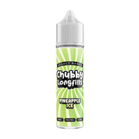 A Chubby Longfills e-liquid bottle from the Legacy Range, featuring Pineapple Ice flavour, with  20ml capacity.