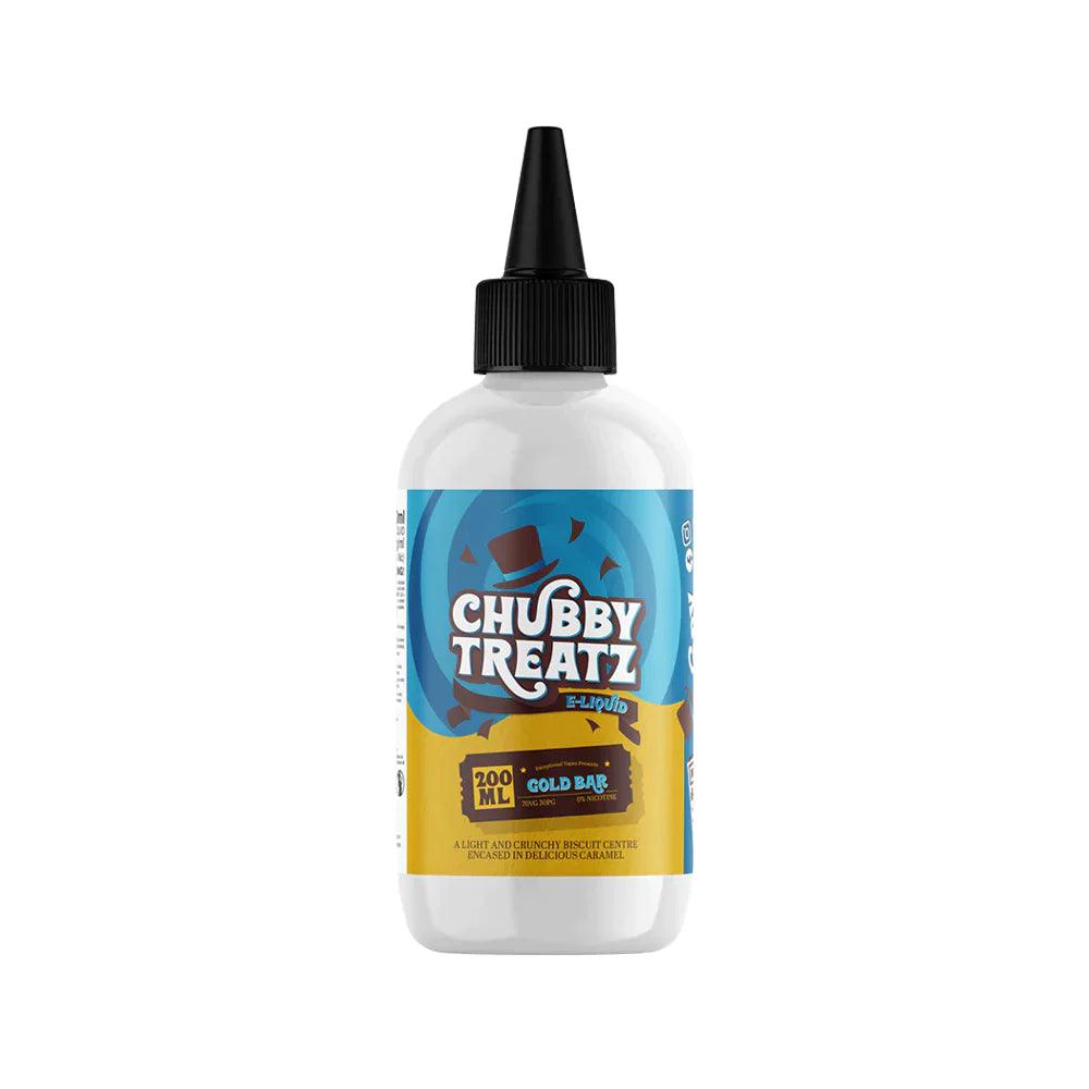 Chubby Treatz 200ml e-liquid bottle with blue label and black cap.