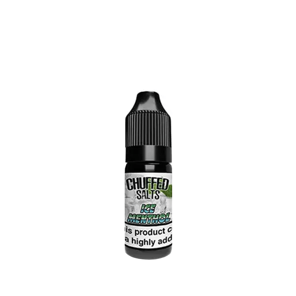 Chuffed Salts Ice Menthol 10ml e-liquid bottle with a black cap.