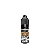 Chuffed Salts Caramel Cheesecake vape juice bottle, 10ml, black cap.