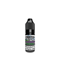 Chuffed Salts Blackcurrant Menthol e-liquid bottle on white background.