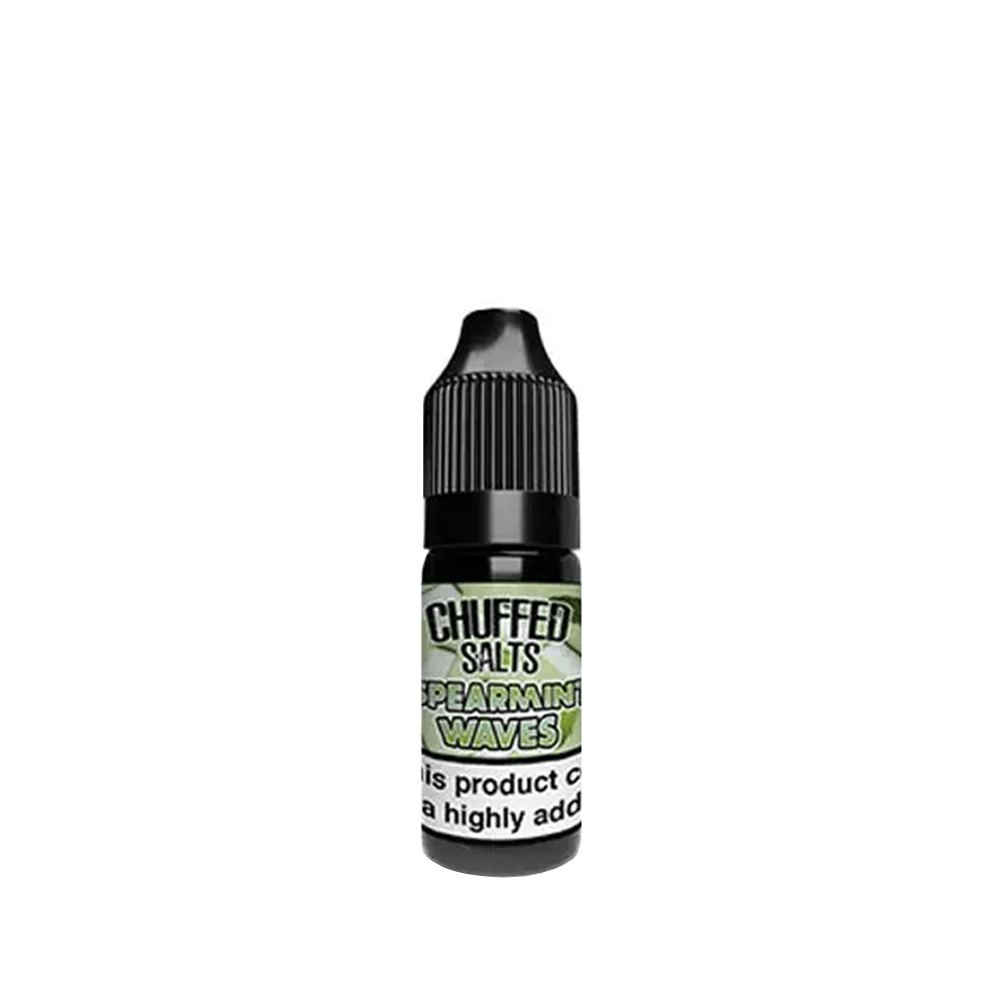 Chuffed Salts Spearmint Waves 10ml bottle with a black cap.