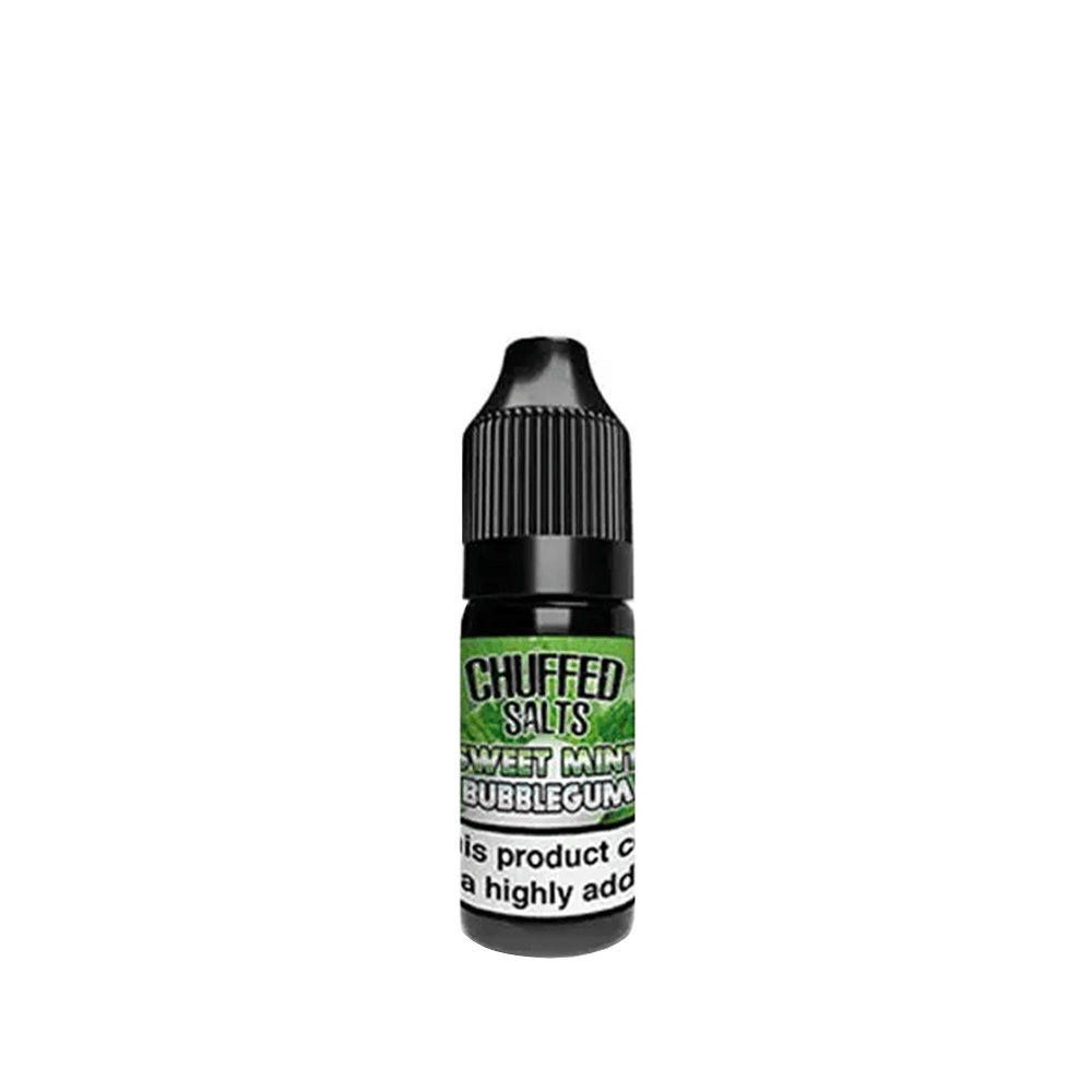 Chuffed Salts Sweet Mint Bubblegum e-liquid bottle, 10ml size.