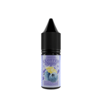 E-liquid bottle, Clotted Dreams flavour, blueberry and cream design, 10ml, 5mg nicotine.