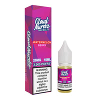 Cloud Nurdz Watermelon Berry 10ml nic salt e-liquid with box, 20mg, 3000 puffs.