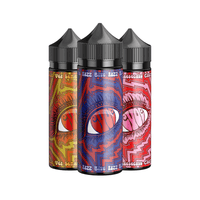 Three Coilturd e-liquid bottles: Blue Razz, Cheesecake, and another flavor with vibrant designs.