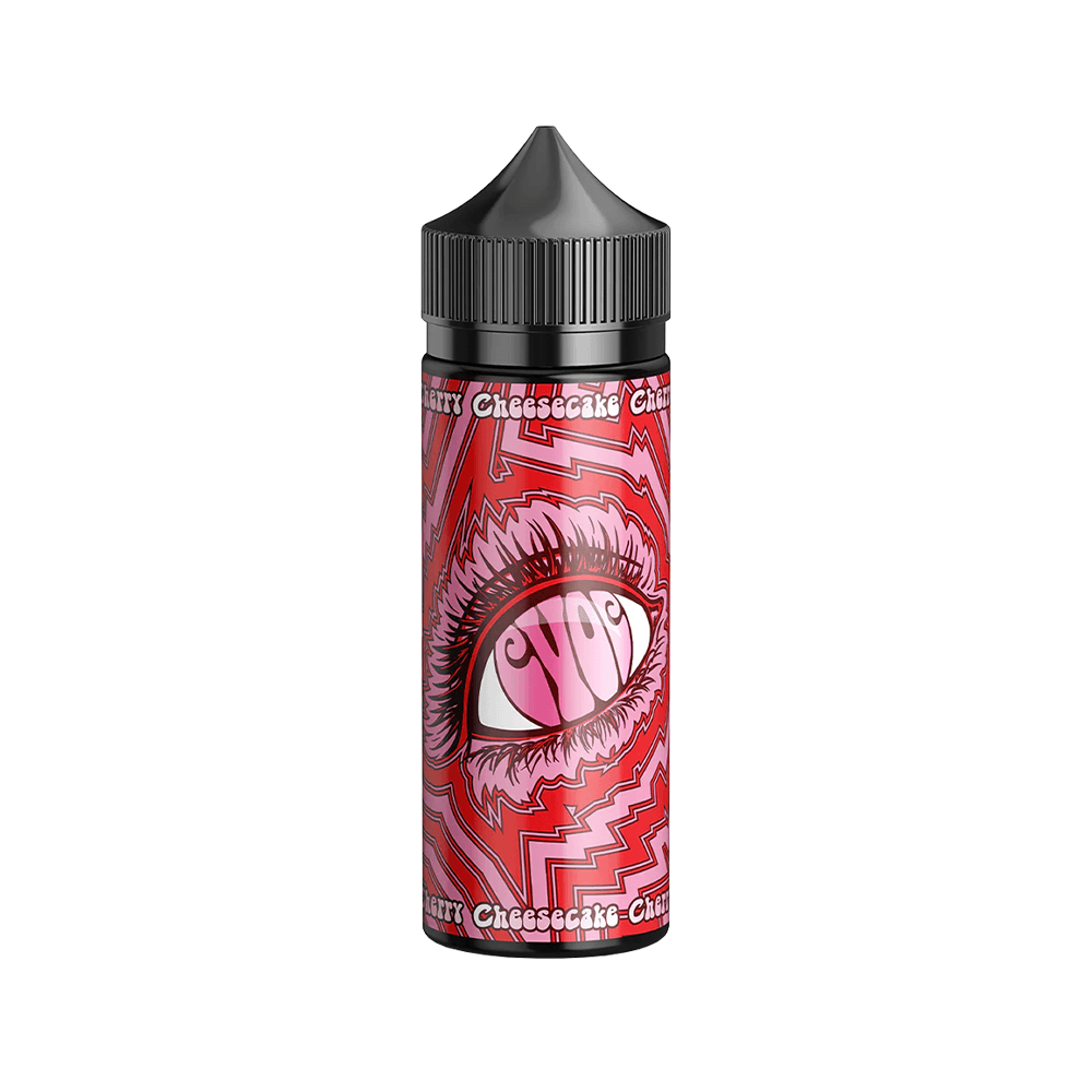 Coilturd Cherry Cheesecake e-liquid bottle, 100ml, with vibrant red and pink eye design.