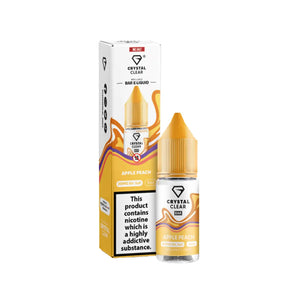Crystal Clear Nic Salts - Apple Peach flavour, this nicotine salt e-liquid is Designed for refillable pod systems