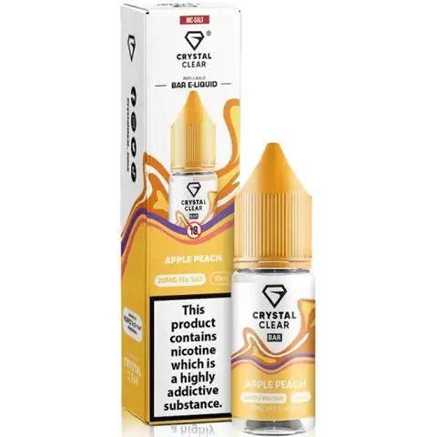 Crystal Clear Nic Salts - Apple Peach flavour,  this nicotine salt e-liquid is Designed for refillable pod systems