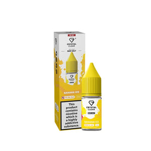 Crystal Clear Nic Salts - Banana Ice Flavour, this nicotine salt e-liquid is Designed for refillable pod systems