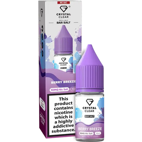 Crystal Clear Nic Salts - Berry Breeze flavour, offering a smooth and rich vaping experience. Infused with a burst of mixed berry notes, this nicotine salt e-liquid is designed for those seeking a bold and satisfying flavour profile.