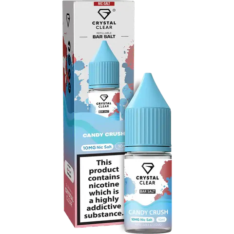 Crystal Clear Nic Salts - Candy Crush flavour,  this nicotine salt e-liquid is Designed for refillable pod systems