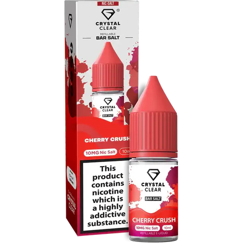 Crystal Clear Nic Salts - Cherry Crush flavour,  this nicotine salt e-liquid is Designed for refillable pod systems