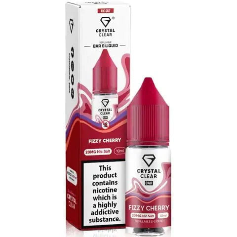 Crystal Clear Nic Salts - Fizzy Cherry flavour,  this nicotine salt e-liquid is Designed for refillable pod systems