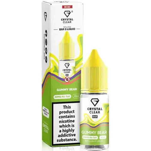 Crystal Clear Nic Salts - Gummy Bear flavour,  this nicotine salt e-liquid is Designed for refillable pod systems