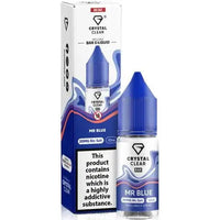 Crystal Clear Nic Salts - Mr Blue flavour,  this nicotine salt e-liquid is Designed for refillable pod systems